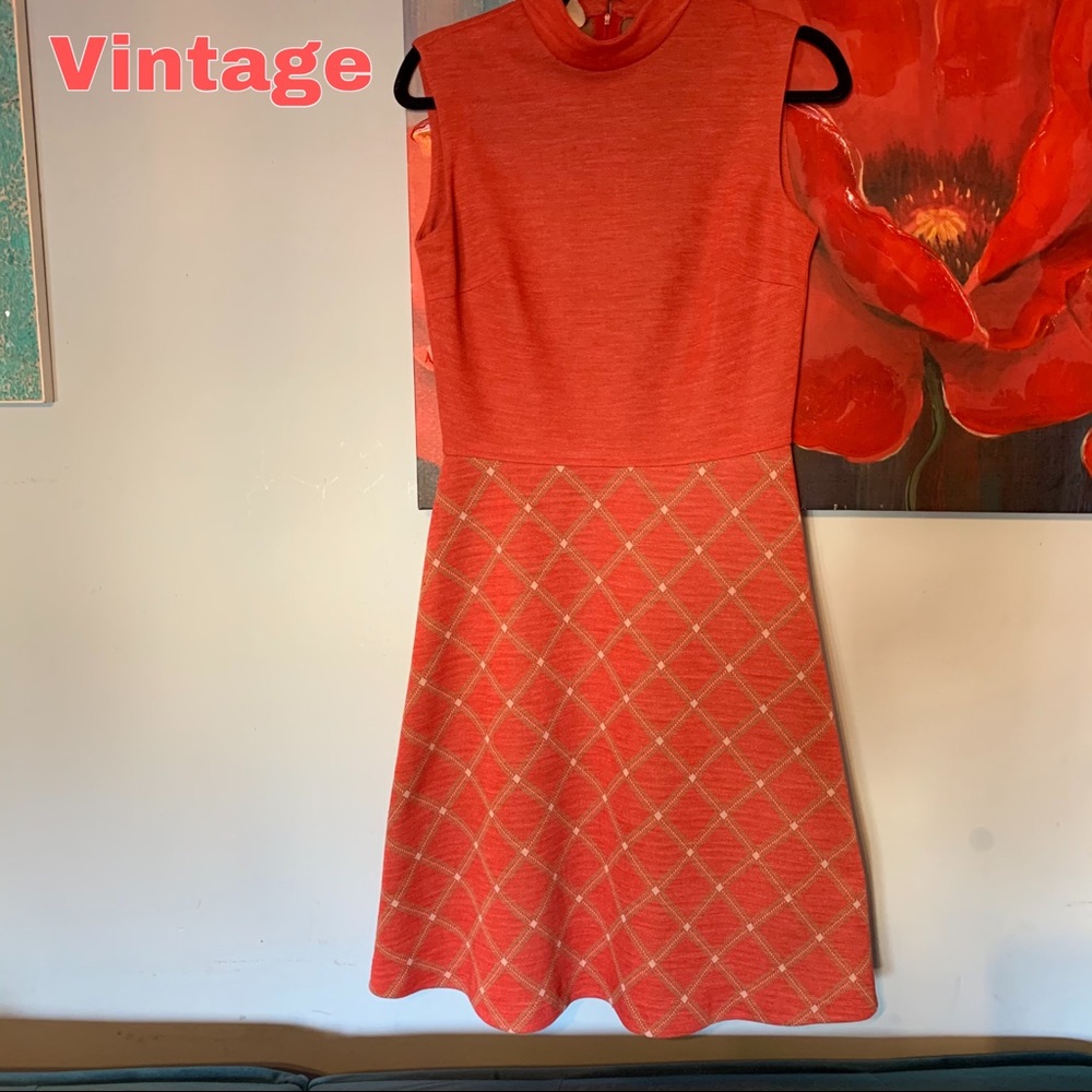 Vintage 60s dress talon zipper size 8 orange